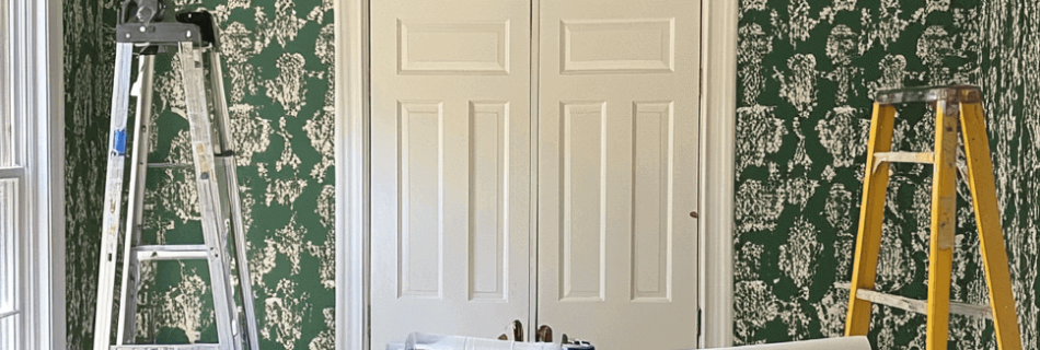 Tools and wallpaper on a table