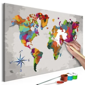Painting-by-Numbers-For-Adults-World-Map-Windrose