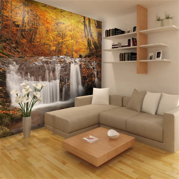 Wallpaper Autumn landscape waterfall in forest
