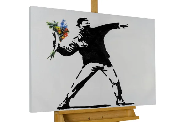 Hand-painted painting 'Banksy's Flower Attack'