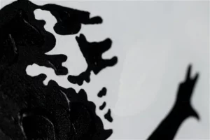 Hand-painted painting Banksy's Heart Balloon close-up