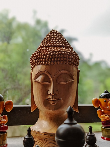 Wooden art sculpture Buddha head