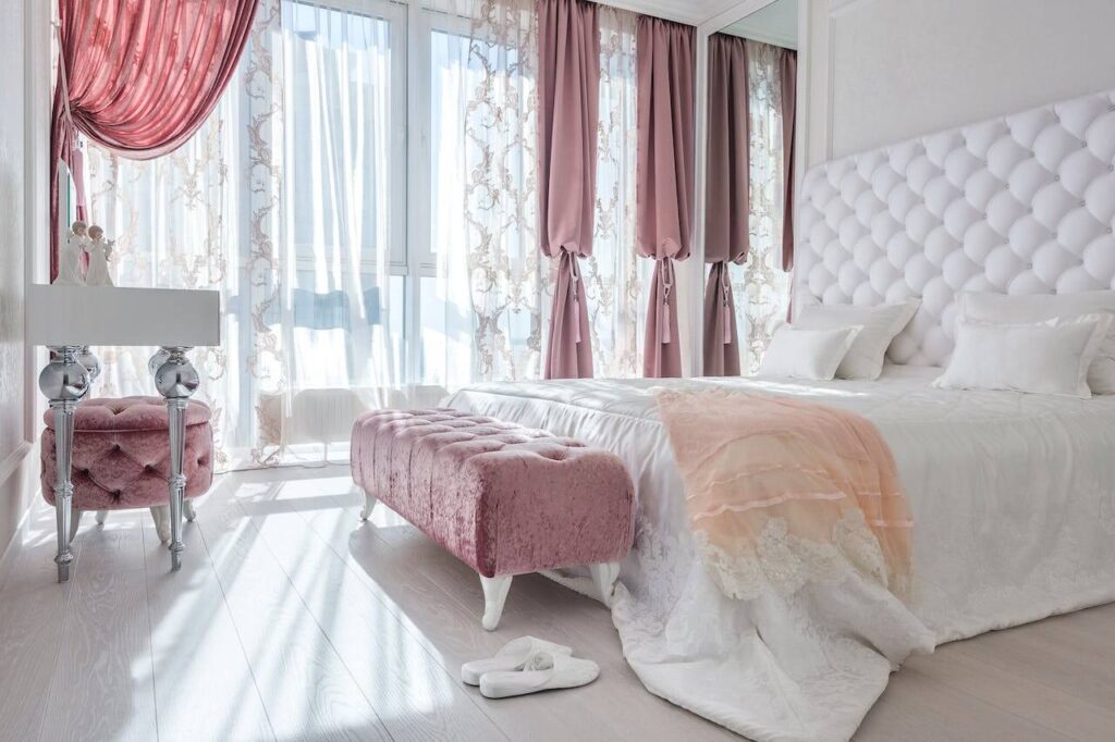 soft pink colours for bedrooms