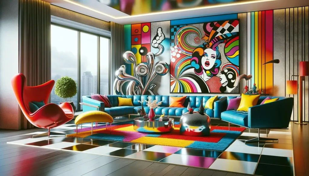 living scene with pop art contemporary design style