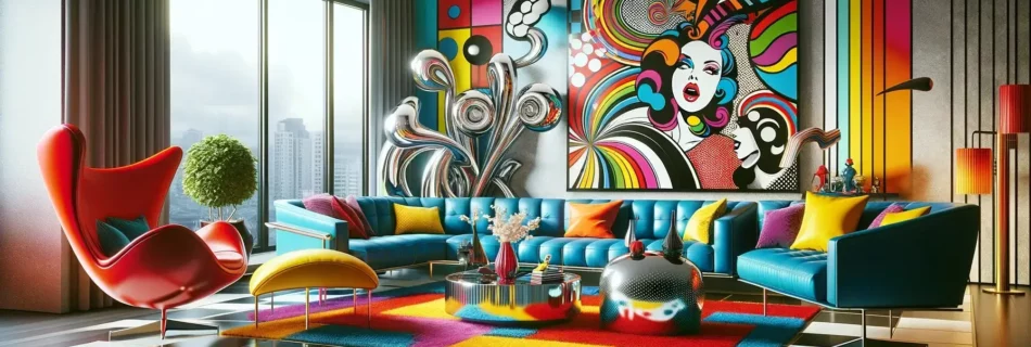 living scene with pop art contemporary design style