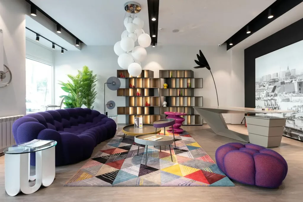 living scene with pop art inspired furniture