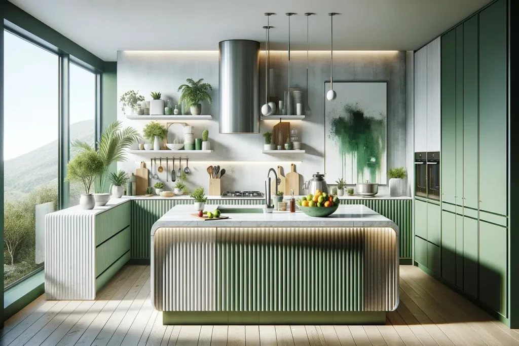 green and white colour palette for the kitchen