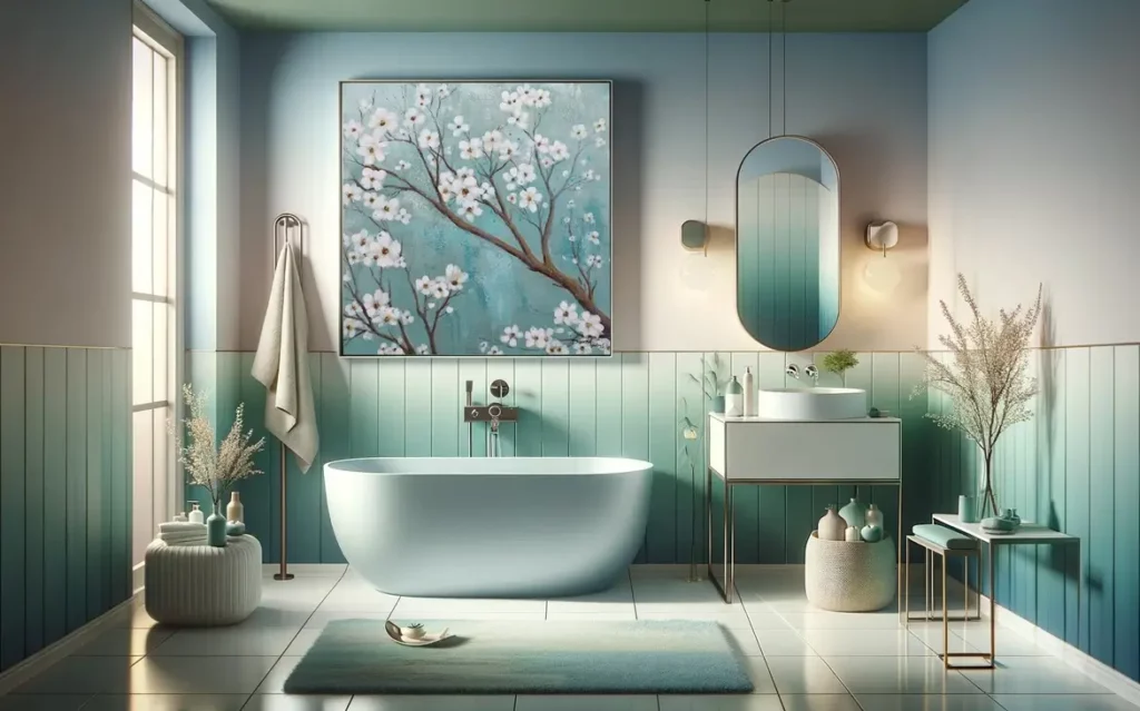 cool and refreshing spring colour palette in the bathroom