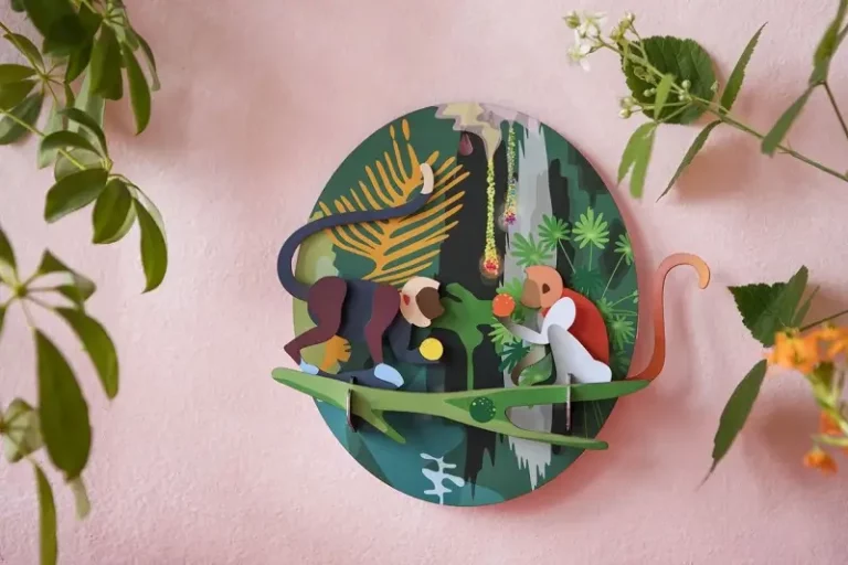 Wall deco 3d of cardboard 'Jungle Monkeys'