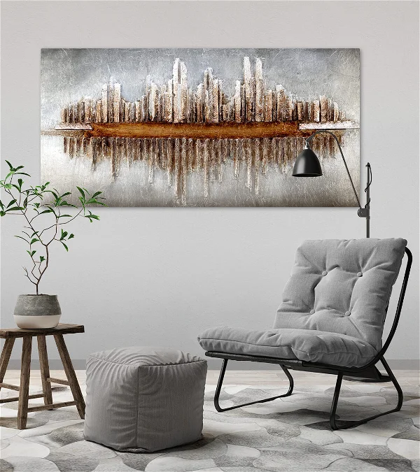 Wood wall art 'Skycraper Silhouette'