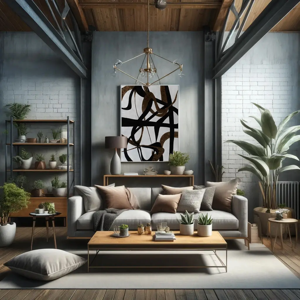 living space with xxl painting