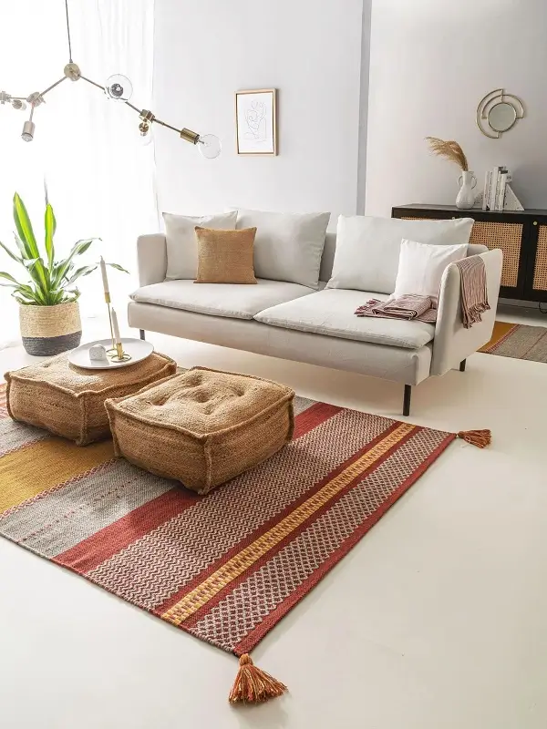 Design wool rug Haley grey/red | modern & contemporary styles | 80x150 cm