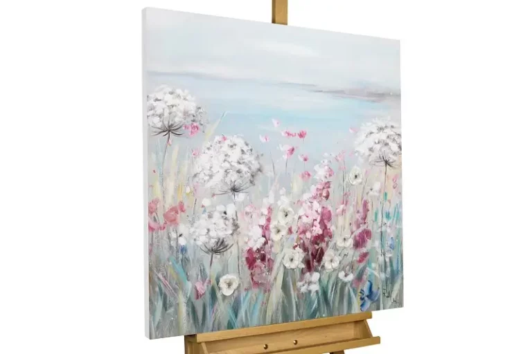 Mediterranean Styles Hand Painted Painting 'Flowery Views' 80x80cm