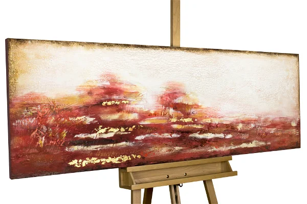 abstract red yellow modern acrylic painting