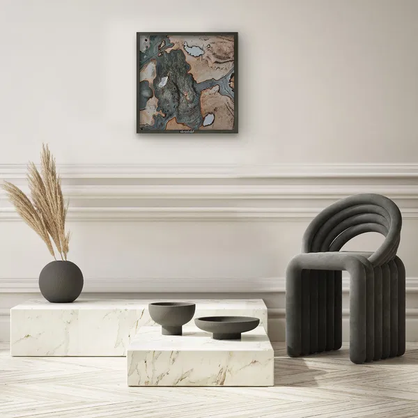 Framed Marble Artworks 'Essential Line Turtle'