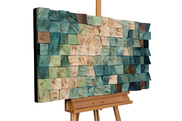 Wood wall art 'Oceanic Colours'
